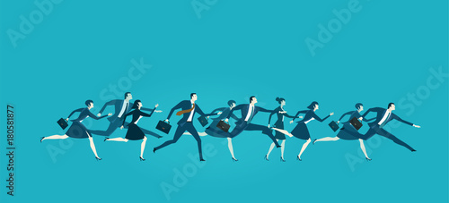 Group of running business people. Concept illustration