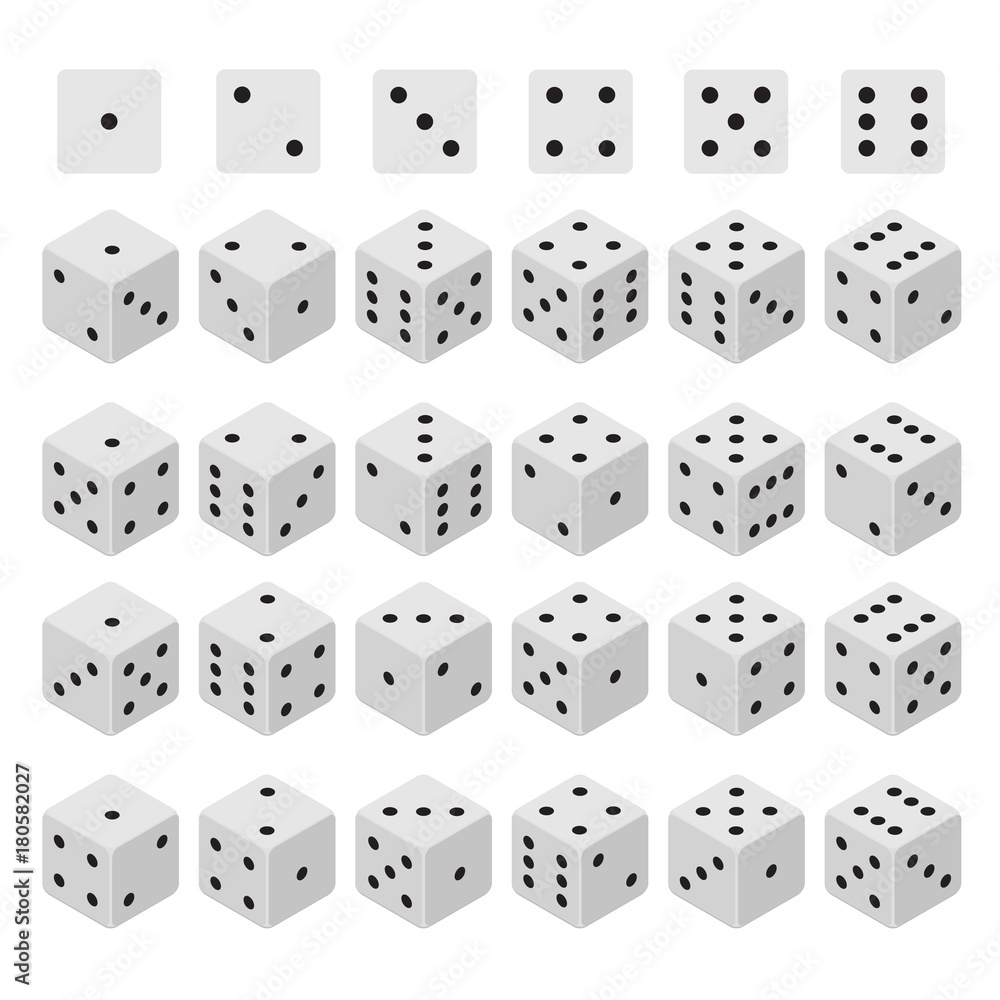 3d Dice Combinations Set Isometric View. Vector 3d Dice Combinations Set Isometric View. Vector