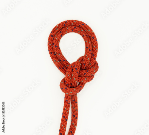 Double Bowline knot on the white background