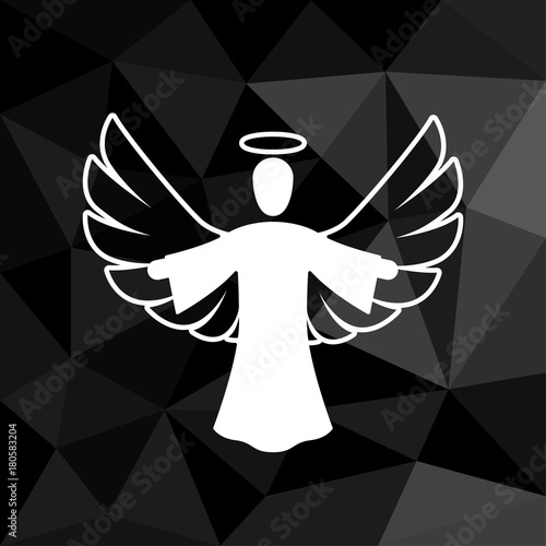 Engel - Icon mit geometrischem Hintergrund schwarz