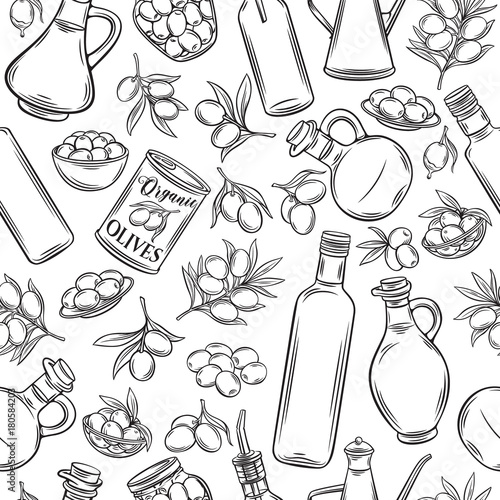 Seamless pattern olive oil
