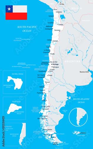 Chile Map - detailed vector illustration