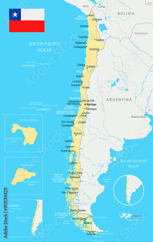 Chile Map - Detailed Vector Illustration