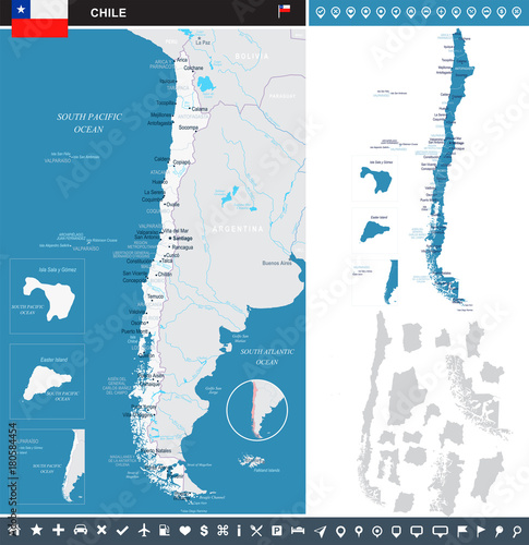 Chile - infographic map - Detailed Vector Illustration