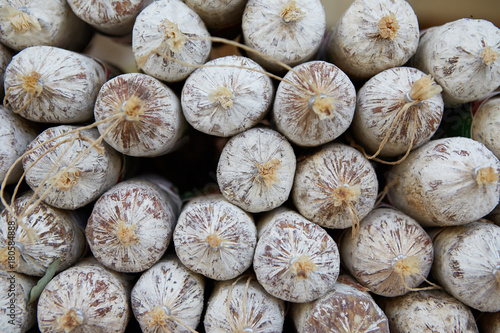 Salami - originally from Italy, was a dry, long-boiled sausage with finely chopped bacon and spices. 