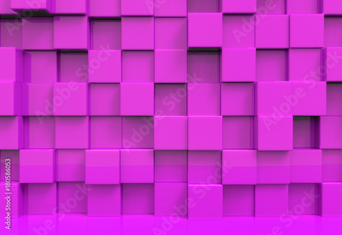 3d rendering. stack of modern luxuery Violet or purple cube shape boxs wall backgoround