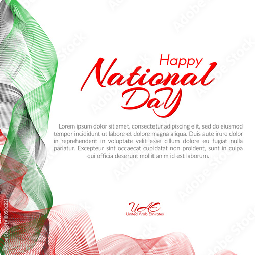 Template with colors of the national flag of United Arab Emirates (UAE) Happy National Day Vector