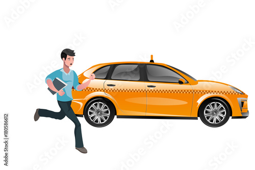 Successful businessman hailing a taxi.