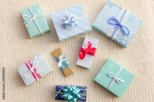Various blue gifts