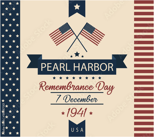 Pearl Harbor remembrance day card or background. vector illustration.