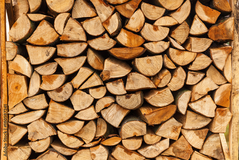 chopped firewood, chopped firewood stacked in boxes, Fire woods background. chopped firewood, chopped firewood stacked in boxes, Fire woods background.