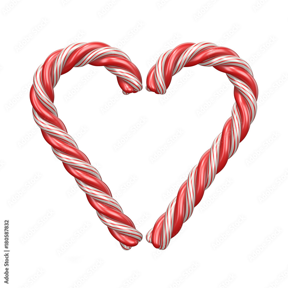 Fototapeta premium Christmas decoration heart made of candy canes 3D