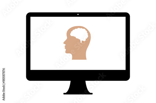 PC - Kopf mit Gehirn - Brainstorming