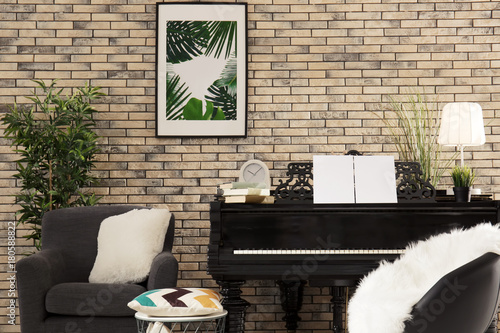 Grand piano in cozy home in...