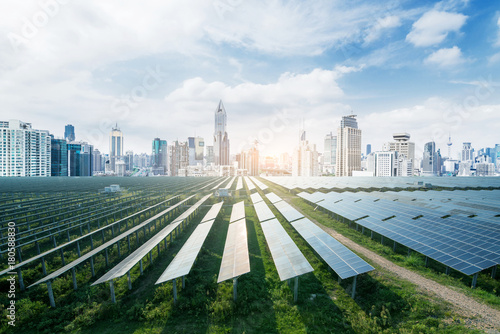 Photography Urban background solar panels, Shanghai, China.