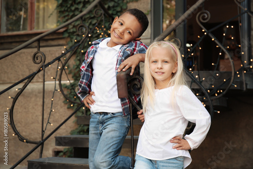 Cute fashionable children o...