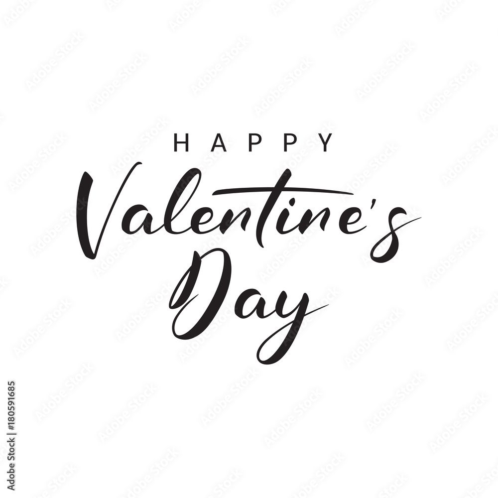 Happy Valentine's Day Lettering. Beautiful Vector Illustration on White Background.