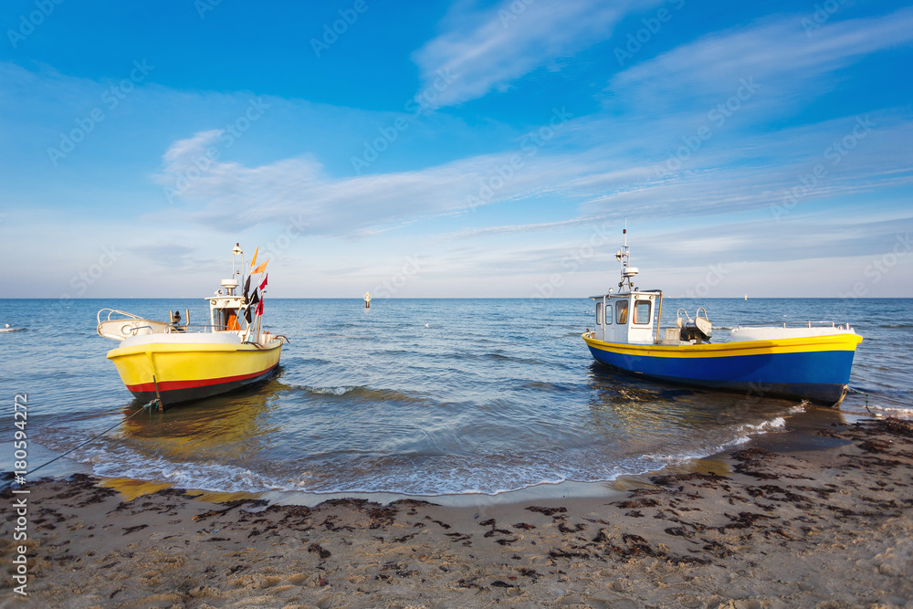 Fototapeta premium Fishing boats on the seashore