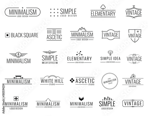 Vintage minimal vector logos with simple shapes. Modern luxury emblems for shopping tag