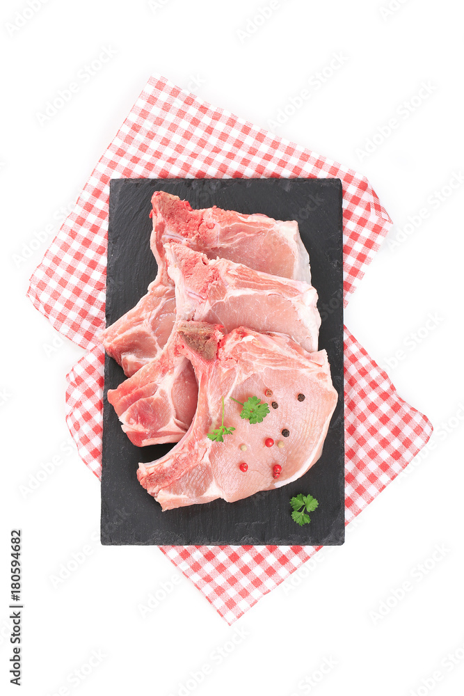 côte de porc sur fond blanc côte de porc sur fond blanc