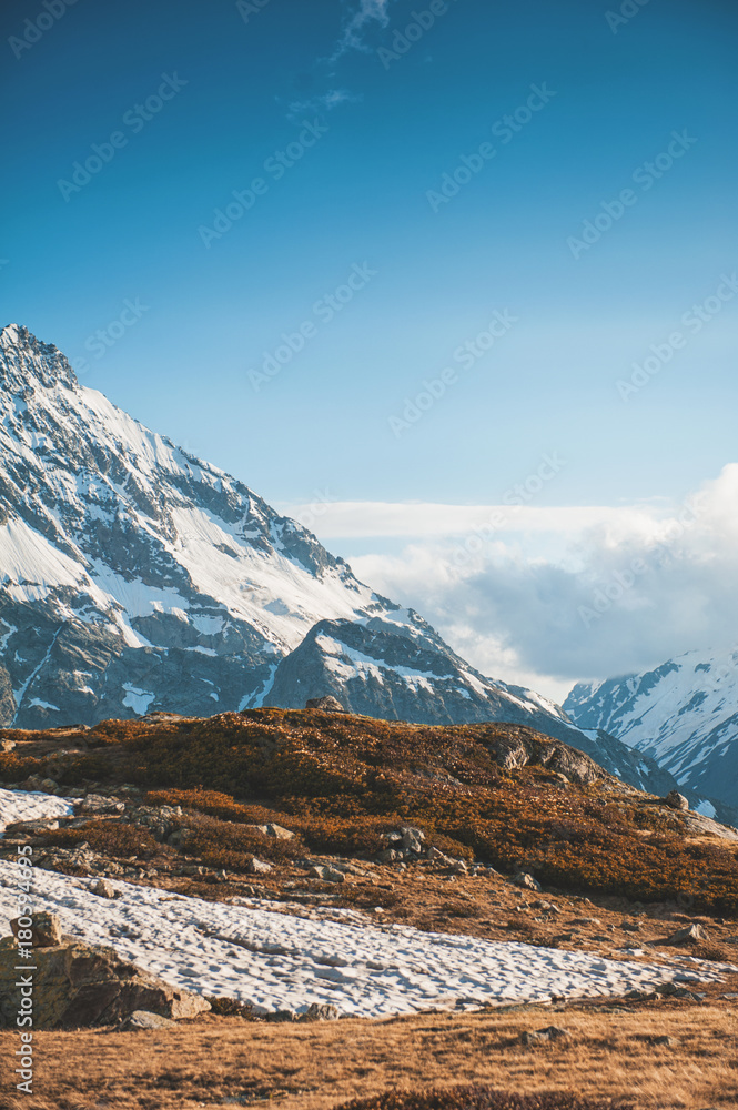 Beautiful mountain landscape with snow