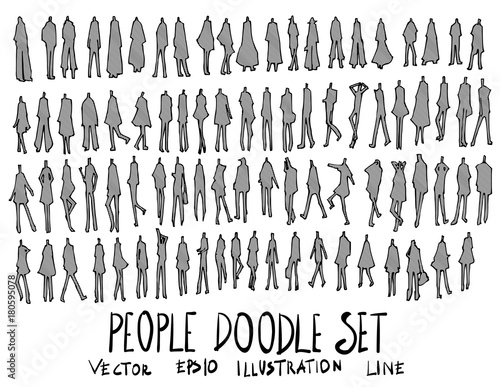 Set of people illustration Hand drawn doodle Sketch line vector eps10