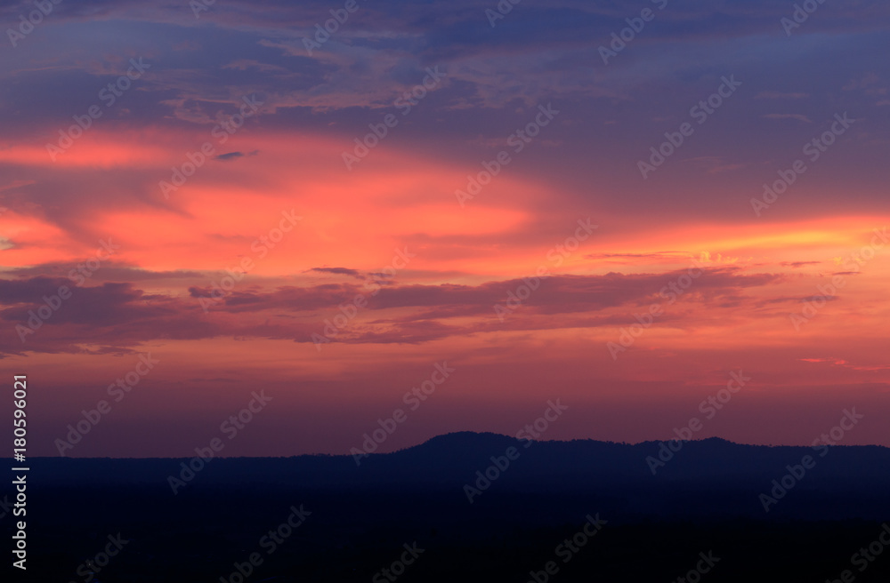 colorful sunset in the mountain