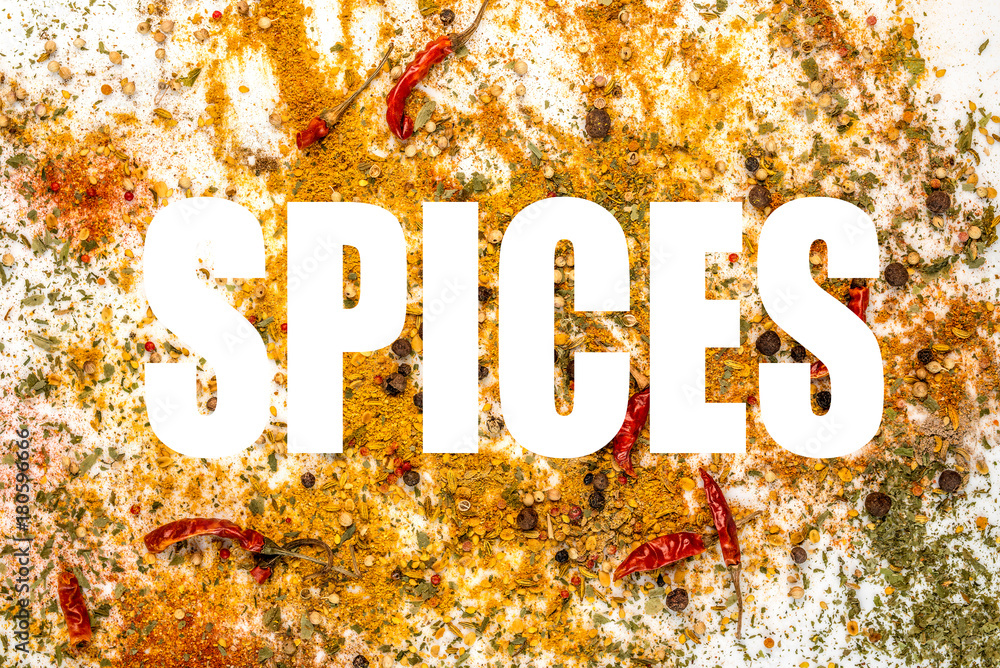 background of spilled spices background of spilled spices
