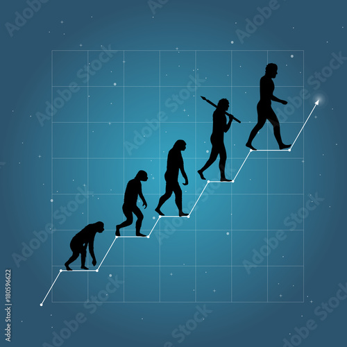 Business growth chart with human evolution