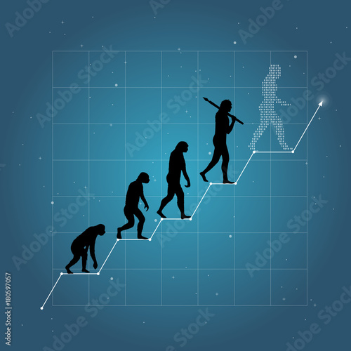 Business growth chart with human evolution