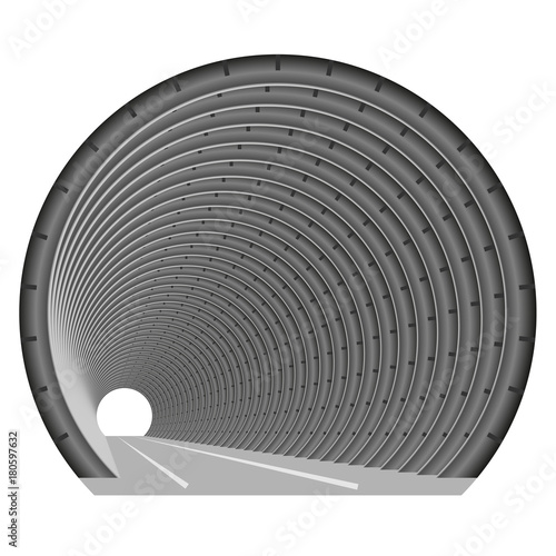 A subway tunnel or car underground. The construction of tubing. Light at the end of the tunnel. Exit or entry somewhere