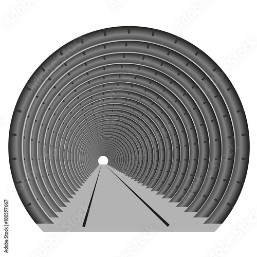 A subway tunnel or car underground. The construction of tubing. Light at the end of the tunnel. Exit or entry somewhere