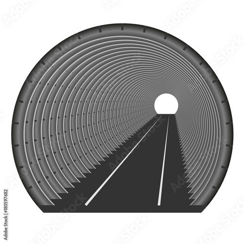 A subway tunnel or car underground. The construction of tubing. Light at the end of the tunnel. Exit or entry somewhere