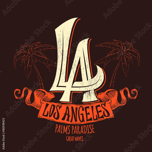 Los Angeles lettering t-shirt design. Vector illustration. photo