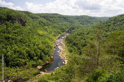 Big South Fork River. View of the Big South Fork National Recreation Area. The national park is popular with outdoor enthusiasts and activities include hiking and kayaking. © ehrlif
