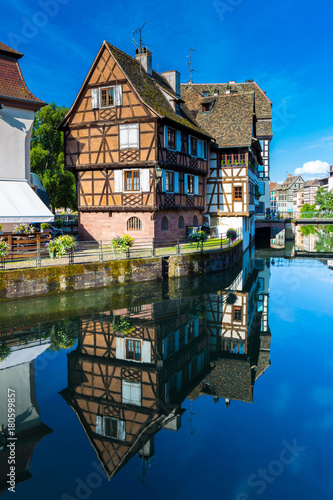 The Ill river in Petite France area in strasbourg