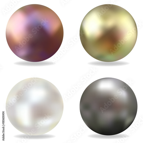 Set of vector pearls. Realistic illustration. Beads. Decoration. Jewelry. Fashion.