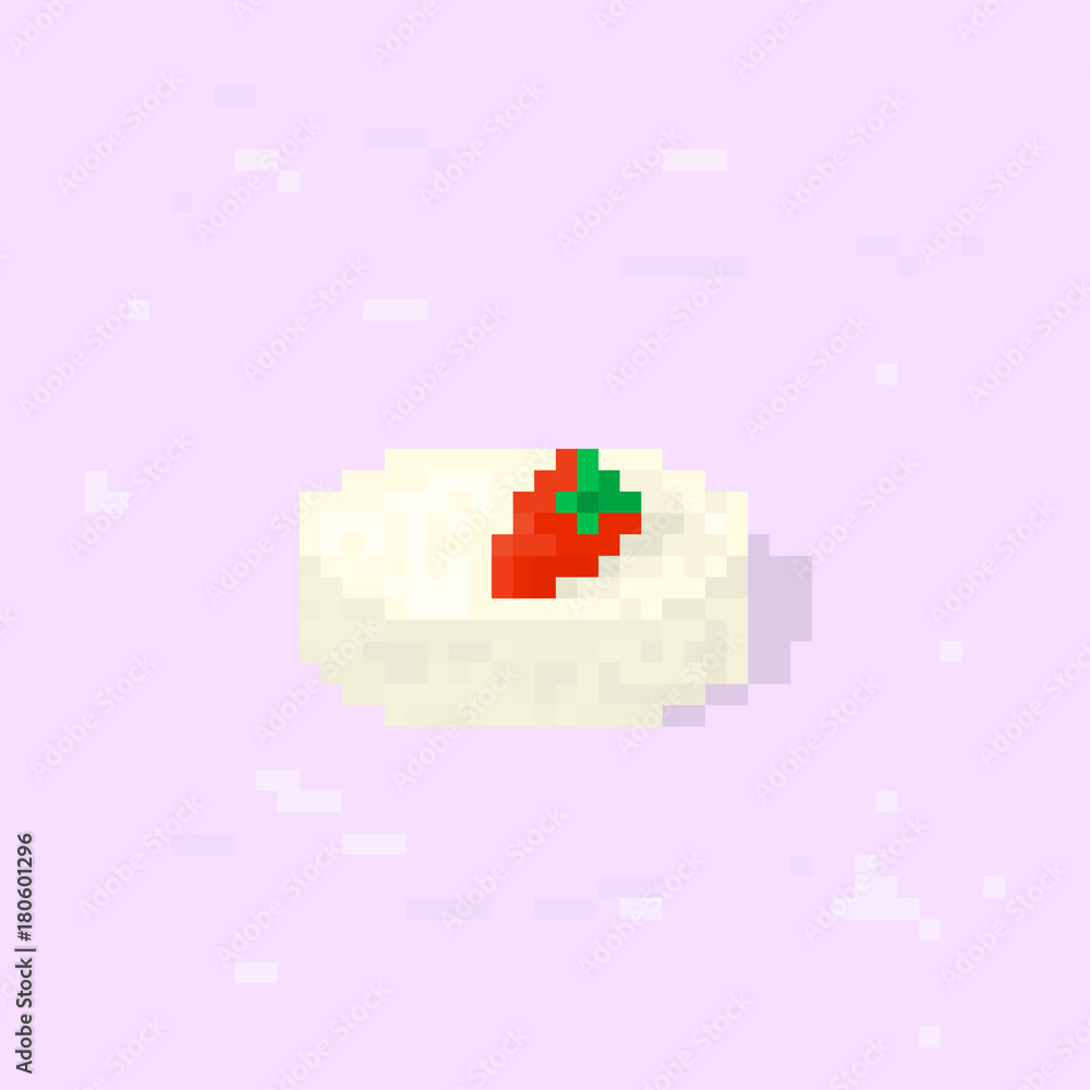 pixel cake with stawberry  for games and web sites