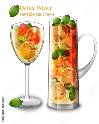 Detox strawberry water realistic Vector