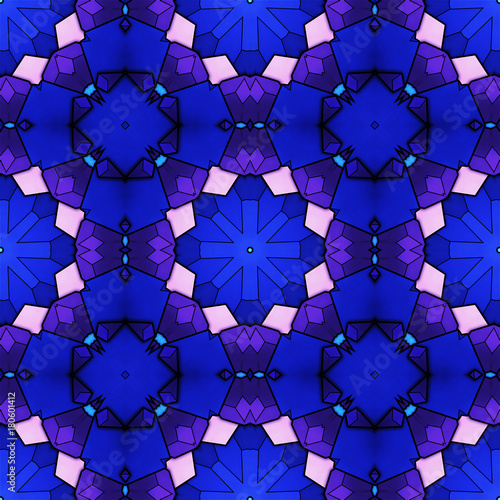 Abstract seamless pattern, stained glass, blue, pink, purple color