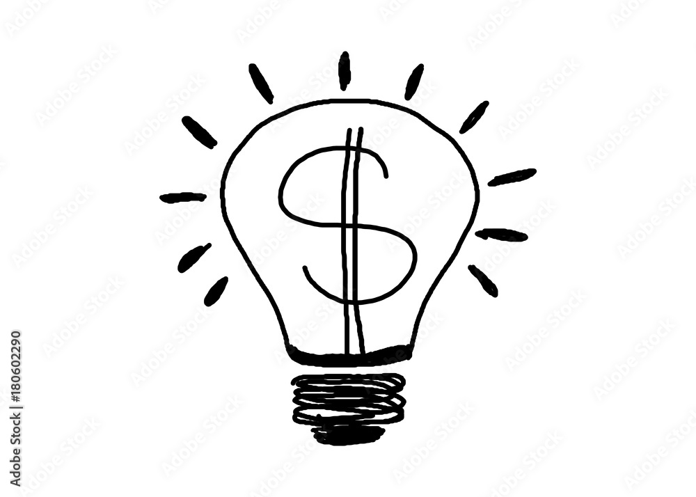 hand drawn Light bulb icon or symbol with concept of idea on white background. hand drawn Light bulb icon or symbol with concept of idea on white background.