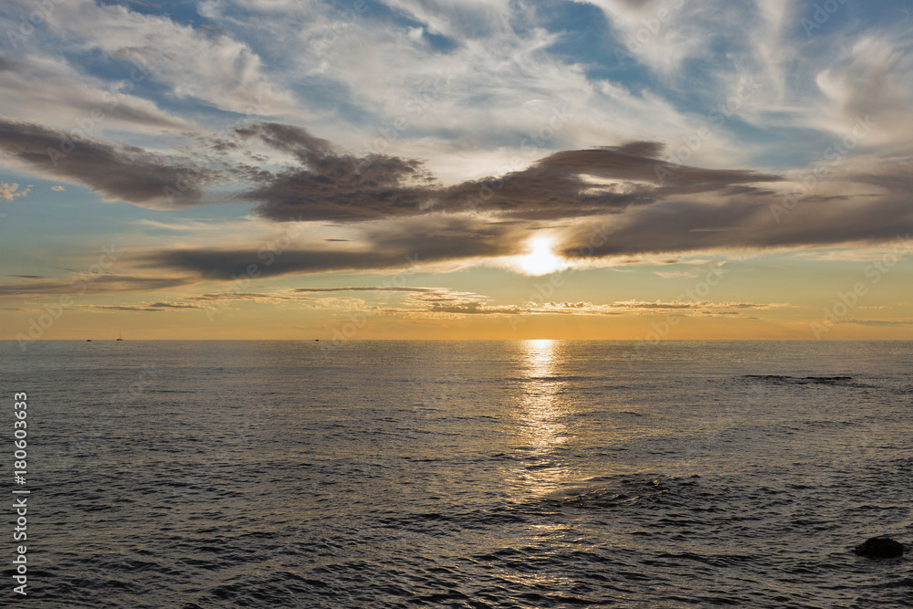 Fototapeta premium Dramatic sunset on the coast of Adriatic Sea, Croatia