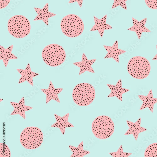 Tapety Ładny wzór z gwiazdami i koła rysowane ręcznie. Szkic, bazgroły.