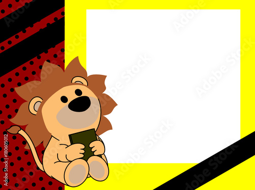 cute baby lion book picture frame background in vector format very easy to edit 