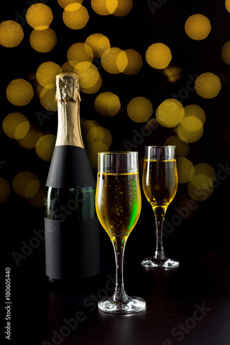champagne glass and bottle