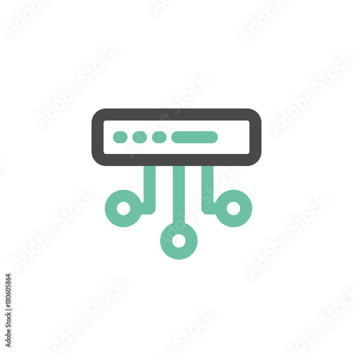 Simple icon of Server flat vector bicolor line design concept