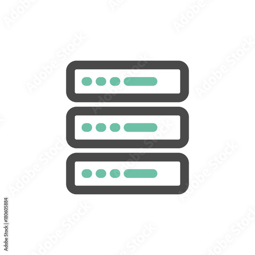 Simple icon of Server flat vector bicolor line design concept