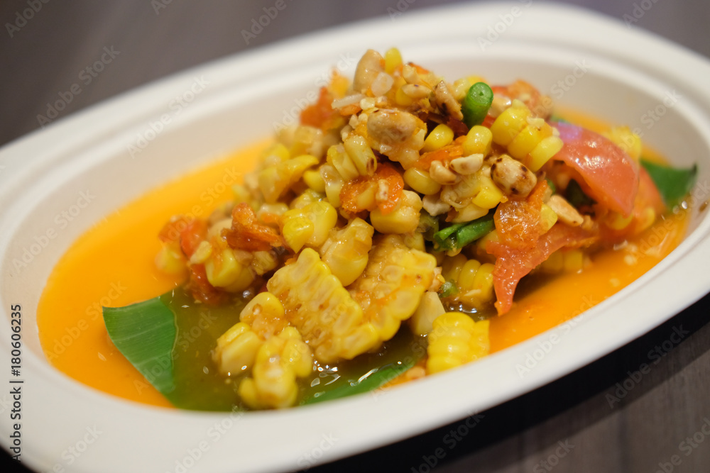 Corn salad with mixed dried shrimp Corn salad with mixed dried shrimp