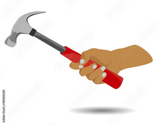 the hand with hammer vector design