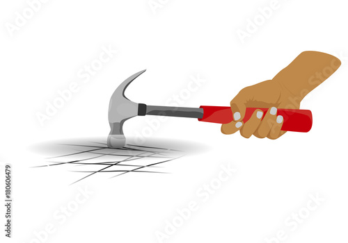 the hand with hammer vector design